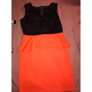 Black and orange peplum dress